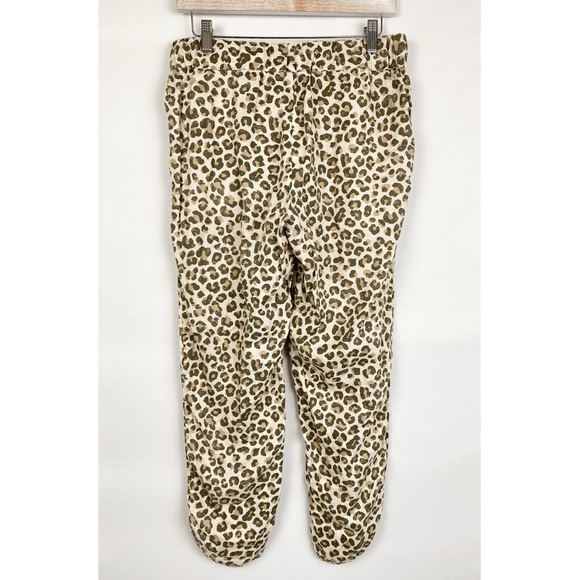 Caslon 100% Linen‎ Leopard Print Tulip Hem Pants, Beige Oyster - Size S - Picture 5 of 9